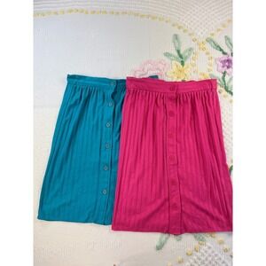 Halston III Button Front Midi Skirt Ribbed Knit Casual Career‎ Womens S